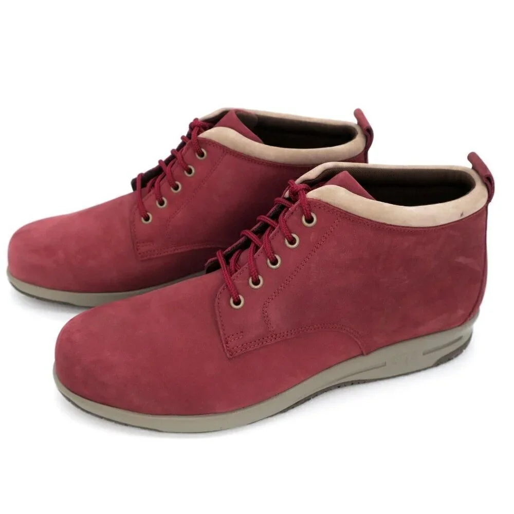 SAS Gretchen Ankle Chukka Boots Maroon Leather Lace Slip Resistant Women's 12N